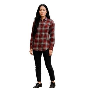 J. Crew Red and Gray Plaid Women's Shirt Size XXS